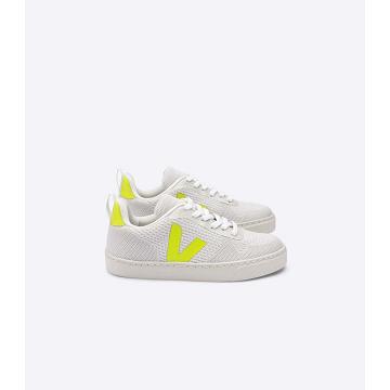 Veja V-10 MALHA BRANCO ALUMINIO Schoenen Kinderen White/Green | NL 794NWY